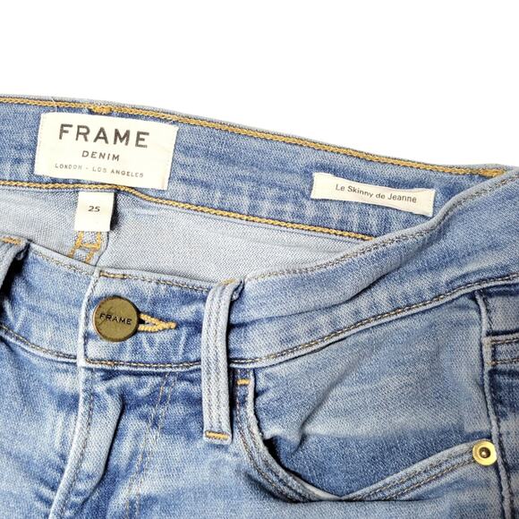 Frame Le Skinny de Jeanne Distressed Skinny Jeans Carson Light Wash Size 25 - Picture 2 of 10